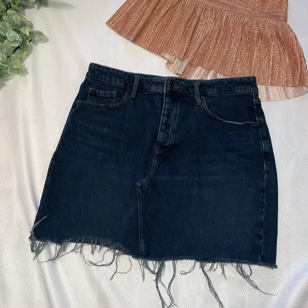 Old navy women’s 12 skirt mini denim jean stretch blue high rise secret slim